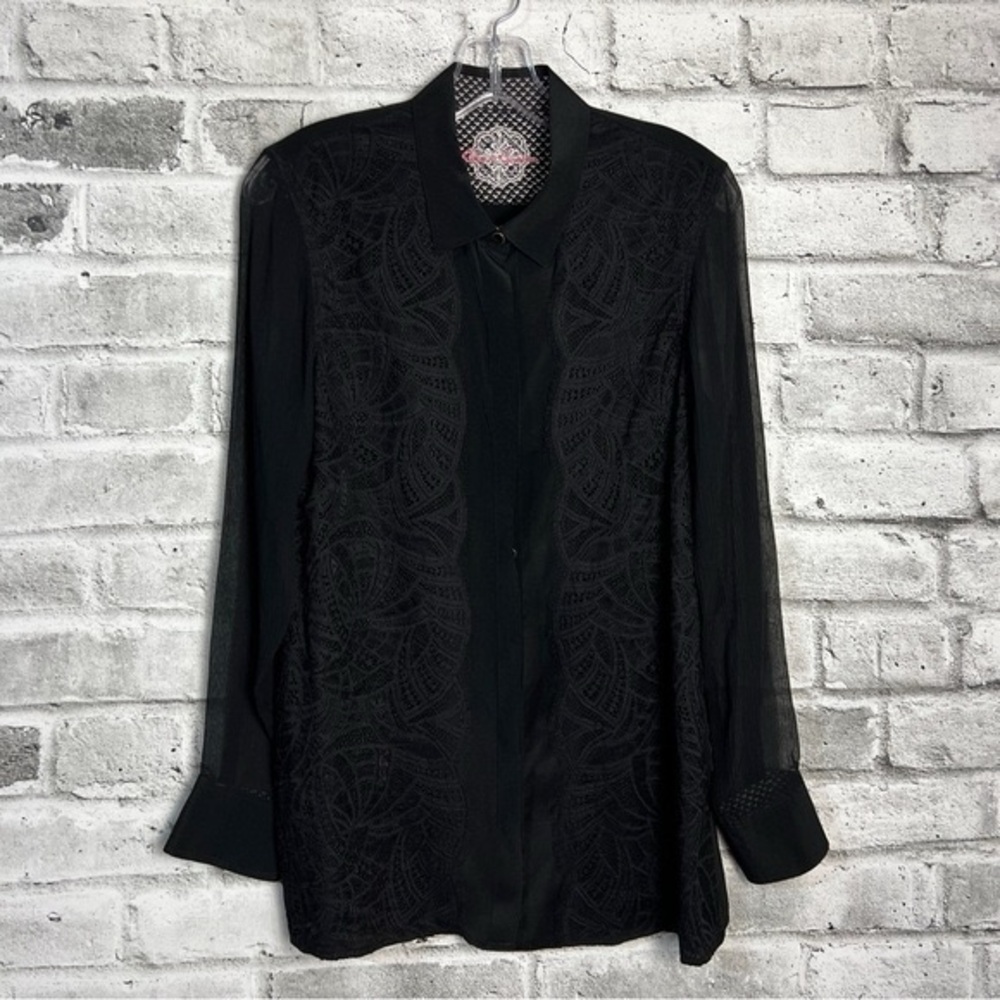 Robert Graham Sheer Lace Long Sleeve Button Down Shirt